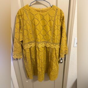 Mustard Yellow Eyelet Dress